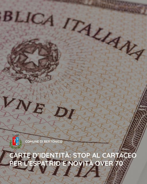CARTE D’IDENTITÀ: STOP AL CARTACEO PER L'ESPATRIO E NOVITÀ OVER 70
