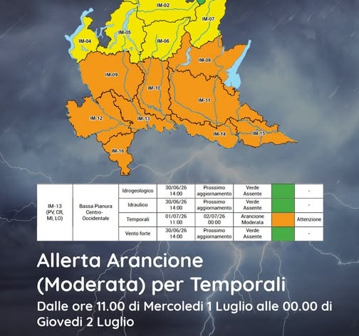 ALLERTA ARANCIONE PER TEMPORALI