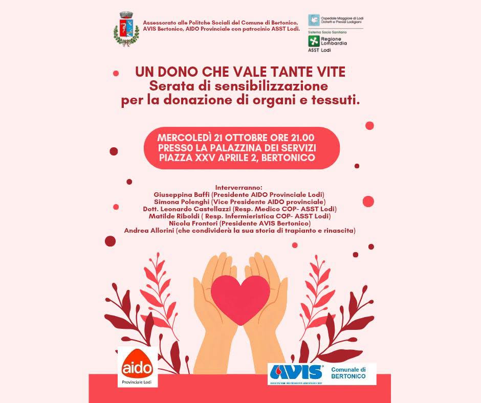Serata di sensibilizzazione: Un dono che vale tante Vite