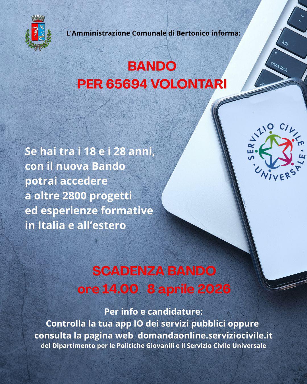 Apertura Bando Servizio Civile Universale 2026